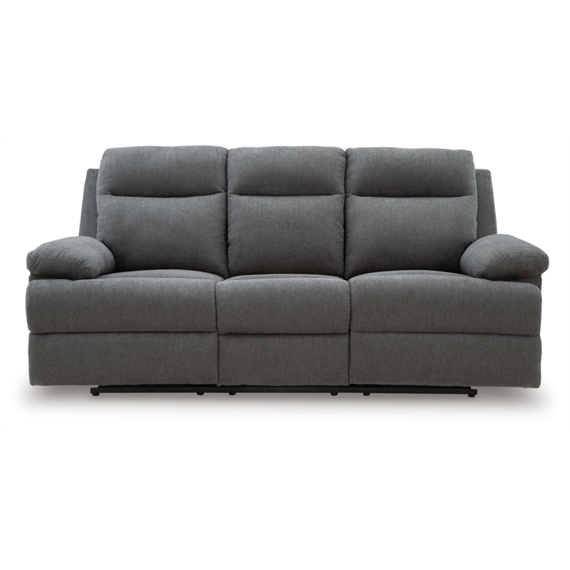 Bowery Hill Contemporary Polyester Gray Reclining Sofa with Drop Down Table