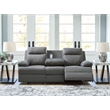 Bowery Hill Contemporary Polyester Gray Reclining Sofa with Drop Down Table
