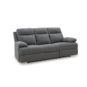 Bowery Hill Contemporary Polyester Gray Reclining Sofa with Drop Down Table