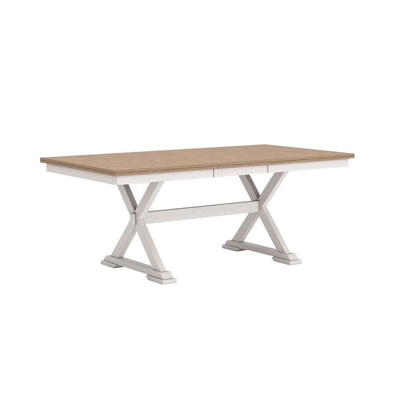 Bowery Hill Contemporary Wood White Dining Butterfly Extension Table