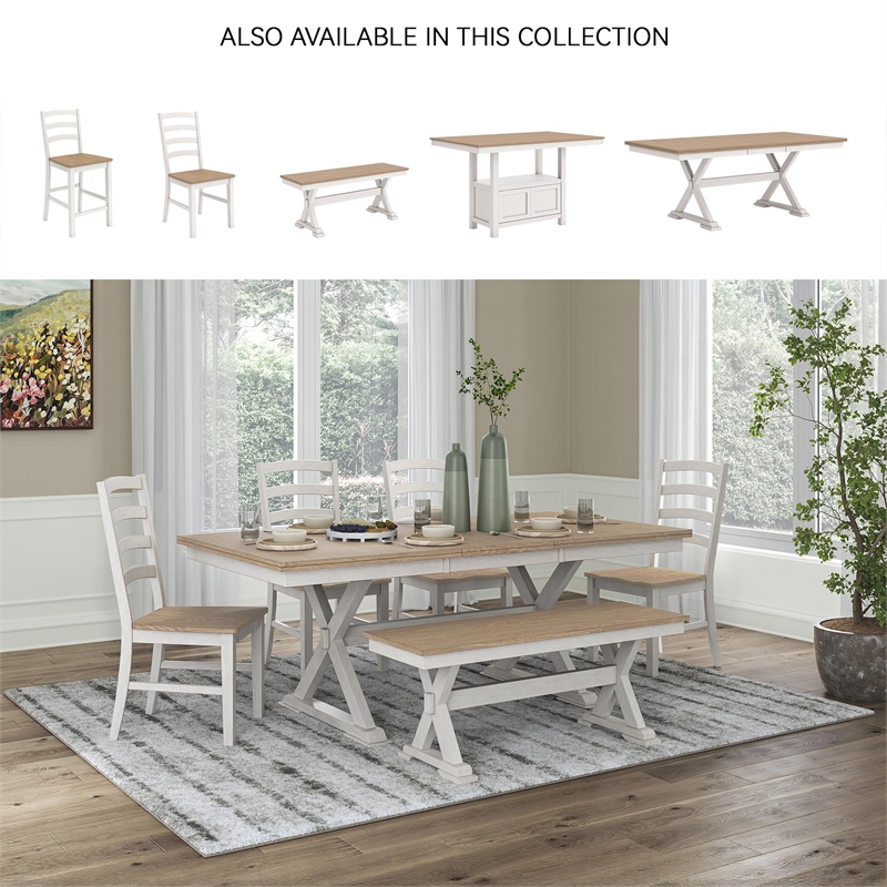 Bowery Hill Contemporary Wood White Dining Butterfly Extension Table
