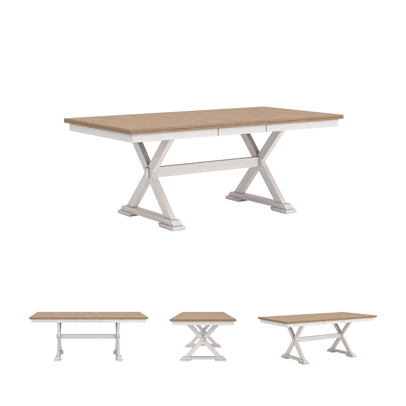 Bowery Hill Contemporary Wood White Dining Butterfly Extension Table