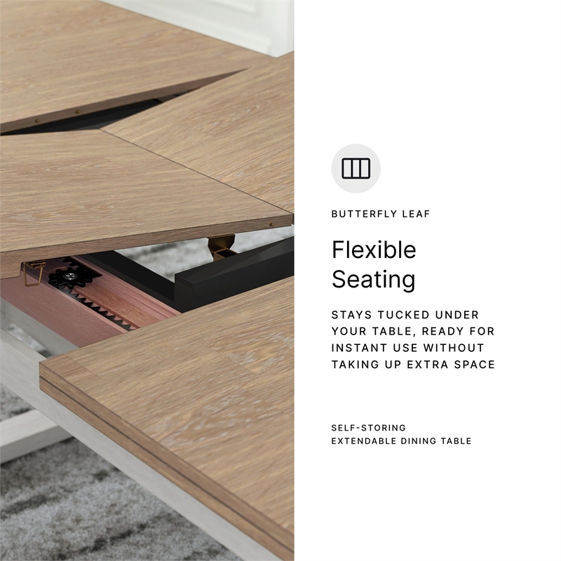 Bowery Hill Contemporary Wood White Dining Butterfly Extension Table