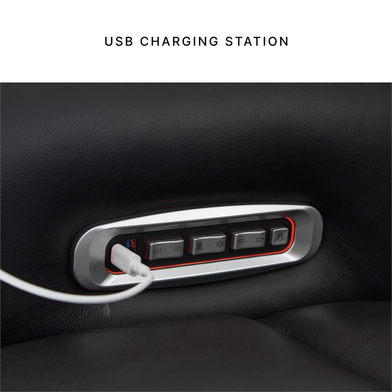 Bowery Hill Contemporary Leather Black Finish Power Recliner