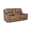 Bowery Hill Contemporary Leather Brown Power Reclining Loveseat