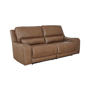 Bowery Hill Modern / Contemporary Leather Brown Power Reclining Sofa
