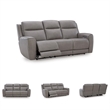 Bowery Hill Contemporary Leather Gray Finish Power Reclining Sofa