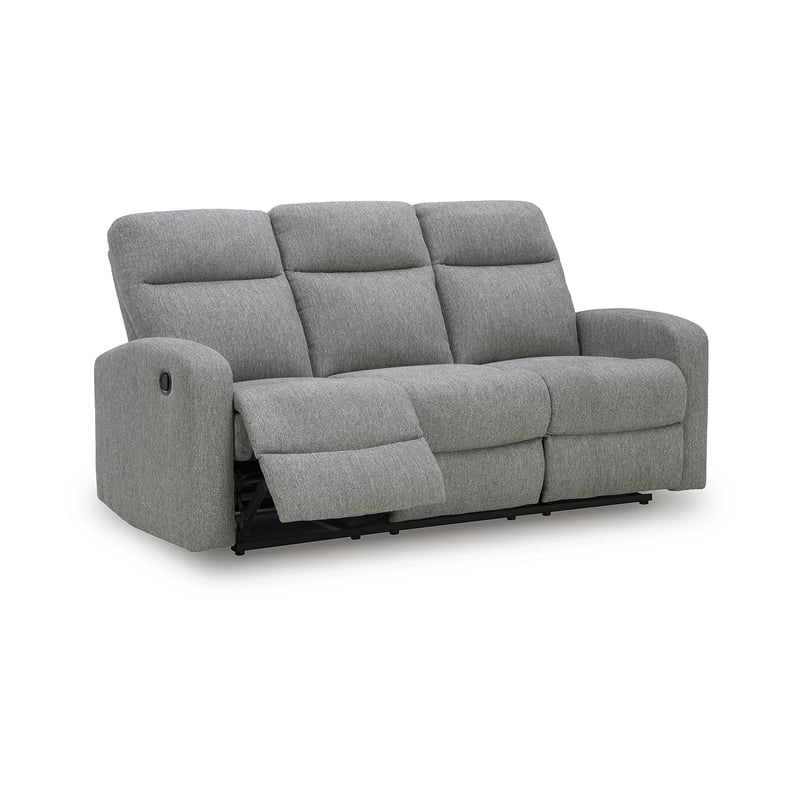 Bowery Hill Contemporary Polyester Gray Finish Reclining Sofa