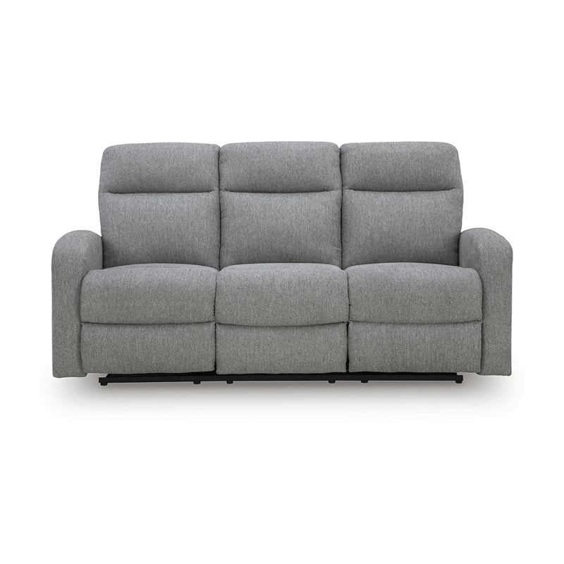 Bowery Hill Contemporary Polyester Gray Finish Reclining Sofa