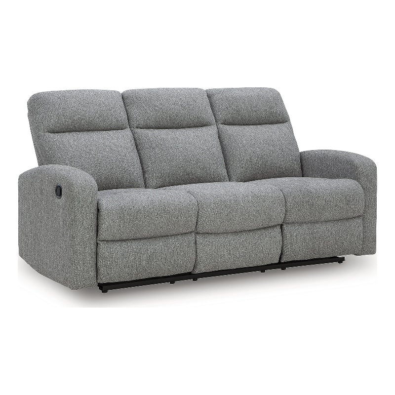 Bowery Hill Contemporary Polyester Gray Finish Reclining Sofa