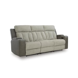 Bowery Hill Contemporary Faux Leather Gray Finish Power Reclining Sofa