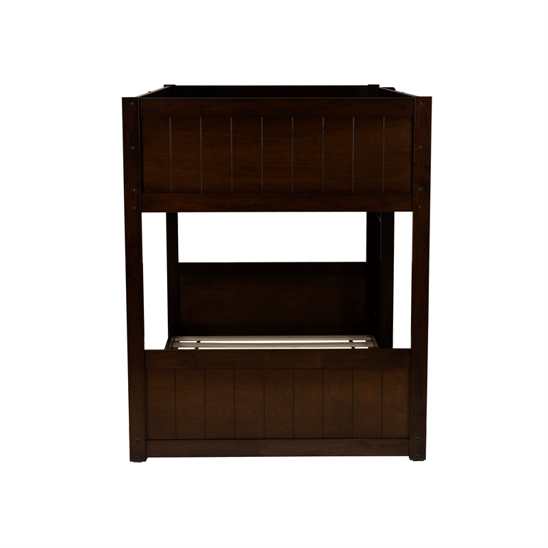 Bowery Hill Solid Rubberwood Espresso Low Profile Twin Bunk Bed