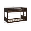 Bowery Hill Solid Rubberwood Espresso Low Profile Twin Bunk Bed