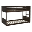 Bowery Hill Solid Rubberwood Espresso Low Profile Twin Bunk Bed