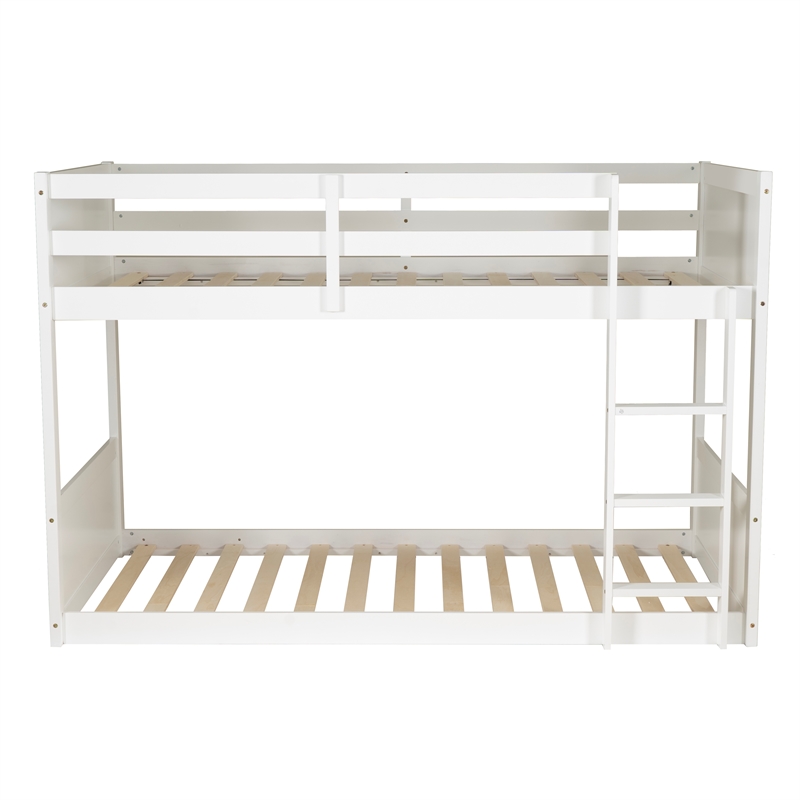 Bowery Hill Solid Rubberwood White Low Profile Twin Bunk Bed
