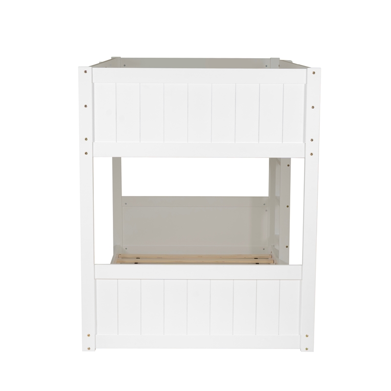 Bowery Hill Solid Rubberwood White Low Profile Twin Bunk Bed