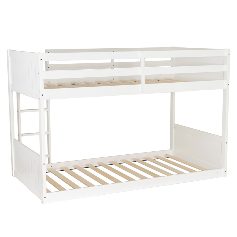 Bowery Hill Solid Rubberwood White Low Profile Twin Bunk Bed