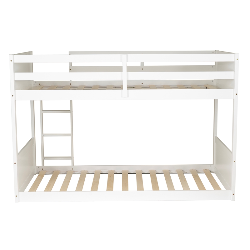 Bowery Hill Solid Rubberwood White Low Profile Twin Bunk Bed
