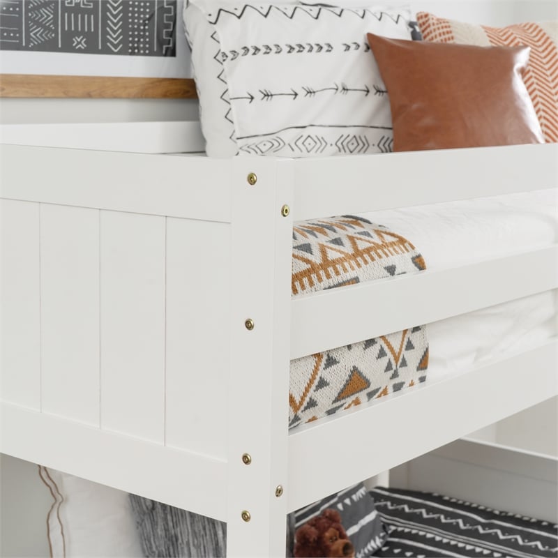 Bowery Hill Solid Rubberwood White Low Profile Twin Bunk Bed