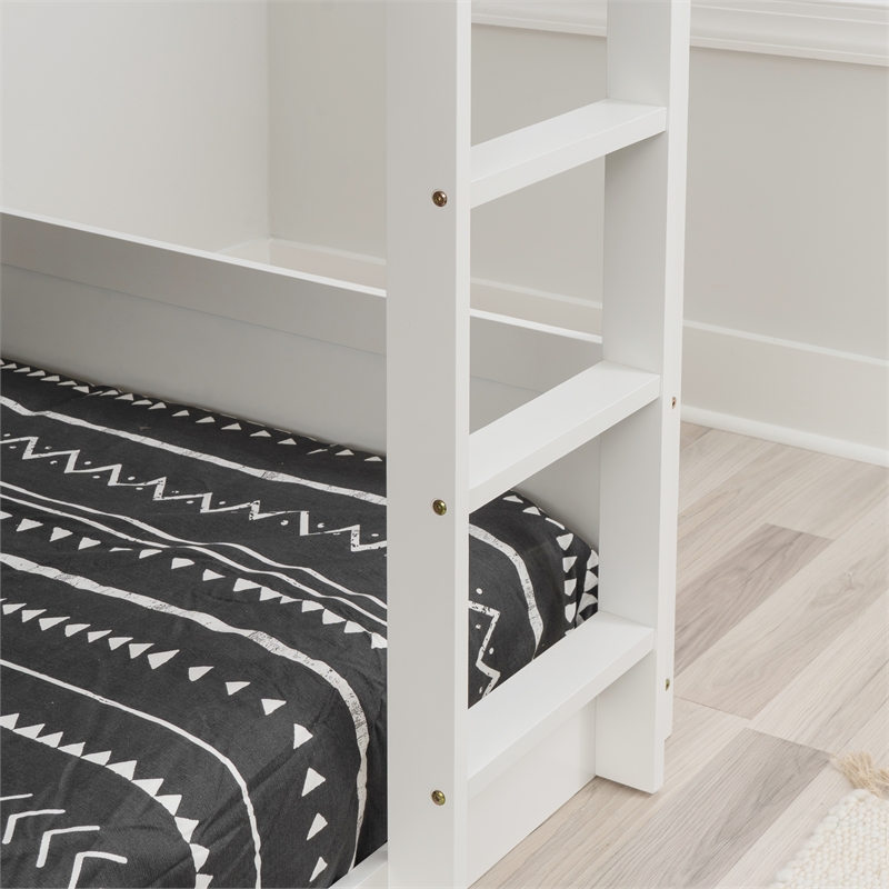 Bowery Hill Solid Rubberwood White Low Profile Twin Bunk Bed