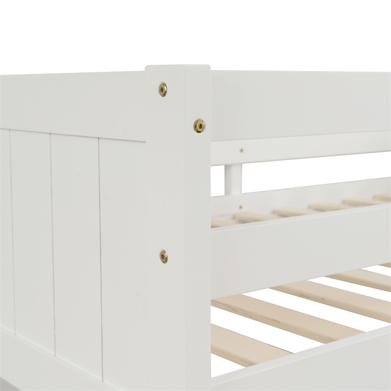 Bowery Hill Solid Rubberwood White Low Profile Twin Bunk Bed