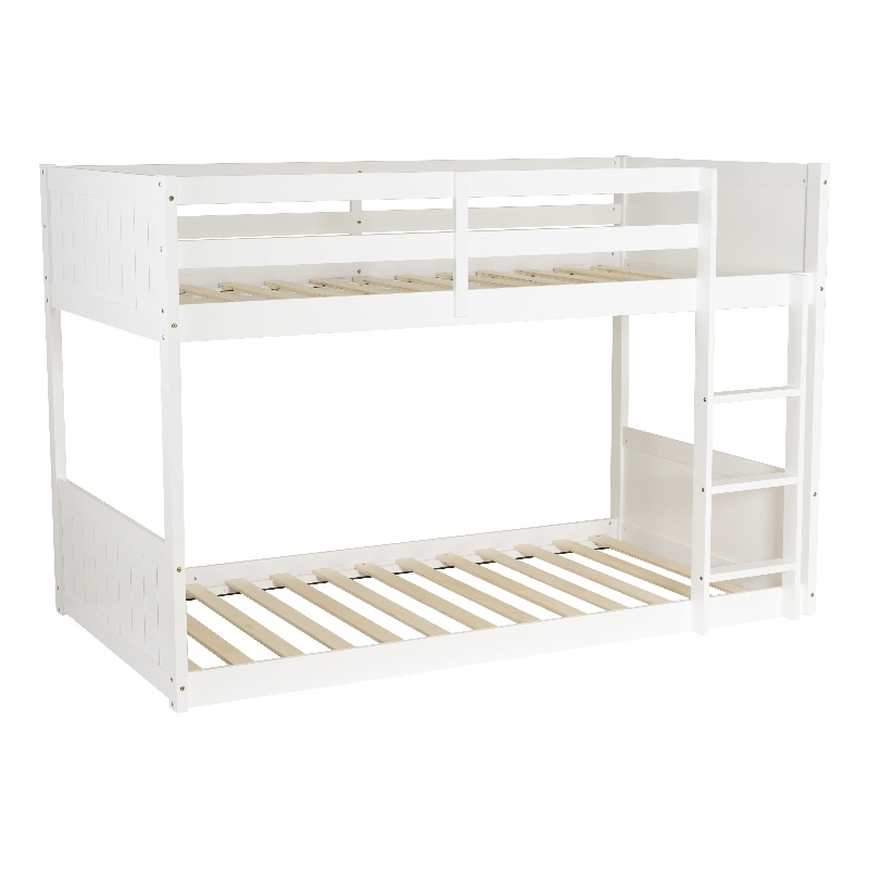 Bowery Hill Solid Rubberwood White Low Profile Twin Bunk Bed