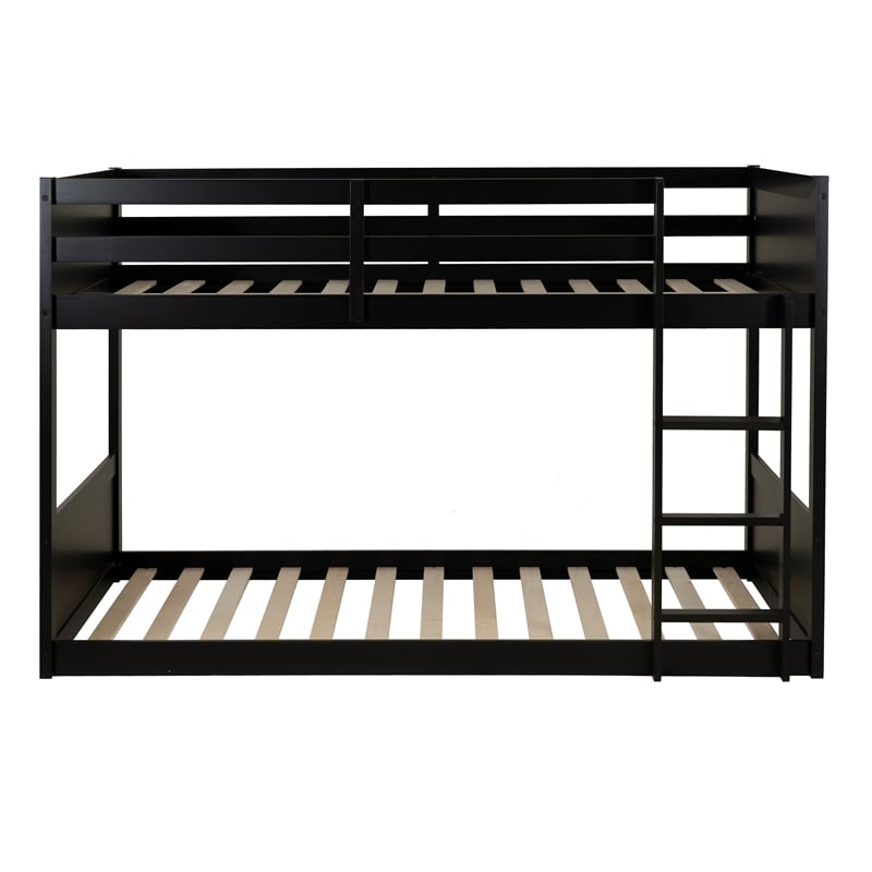 Bowery Hill Solid Rubberwood Black Low Profile Twin Bunk Bed