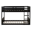 Bowery Hill Solid Rubberwood Black Low Profile Twin Bunk Bed