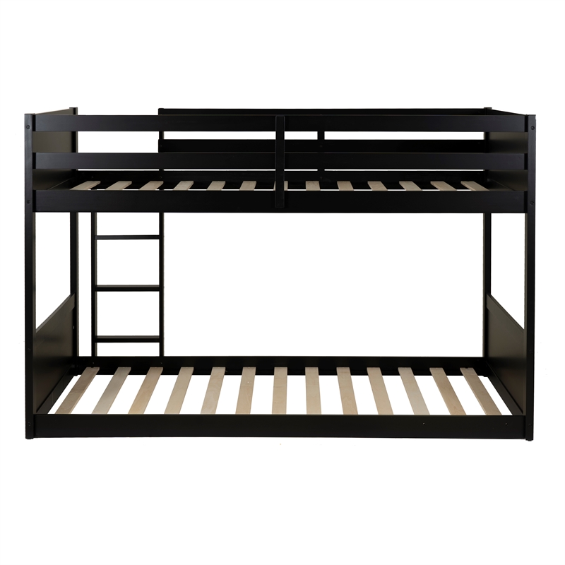 Bowery Hill Solid Rubberwood Black Low Profile Twin Bunk Bed
