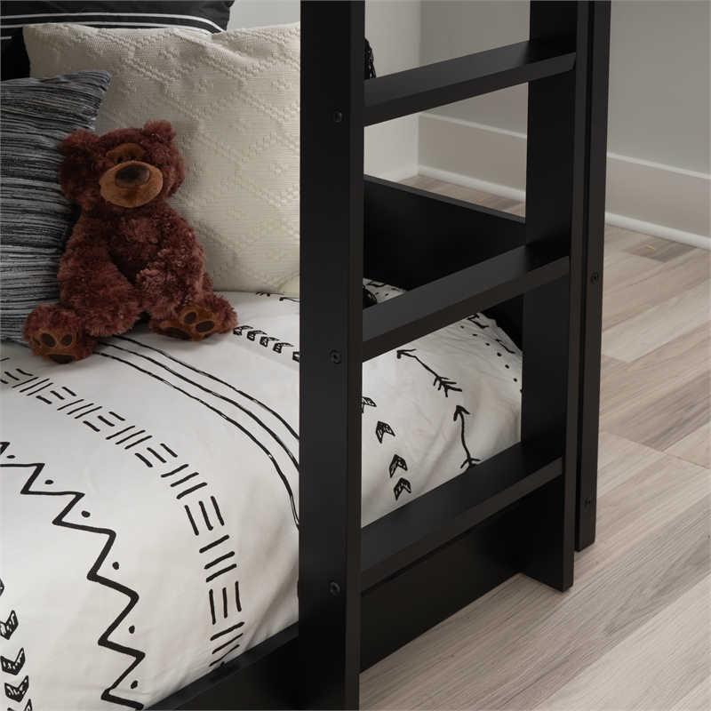 Bowery Hill Solid Rubberwood Black Low Profile Twin Bunk Bed