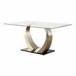 Bowery Hill Contemporary 7-Piece Stainless Steel Dining Table Set in Silver