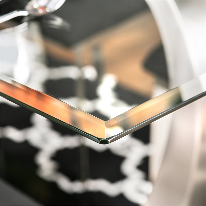 Bowery Hill Contemporary 7-Piece Stainless Steel Dining Table Set in Silver