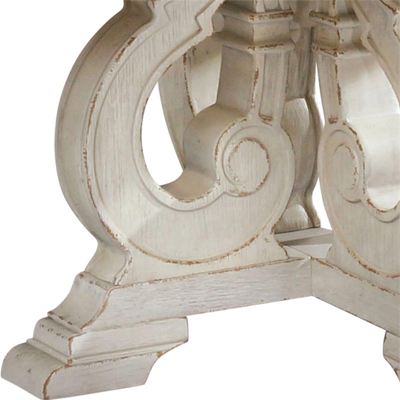 Bowery Hill Rustic Wood 5-Piece Round Dining Table Set in Antique White