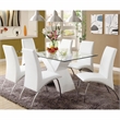 Bowery Hill Contemporary 7-Piece Wood Dining Set in White Finish