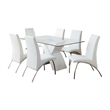 Bowery Hill Contemporary 7-Piece Wood Dining Set in White Finish