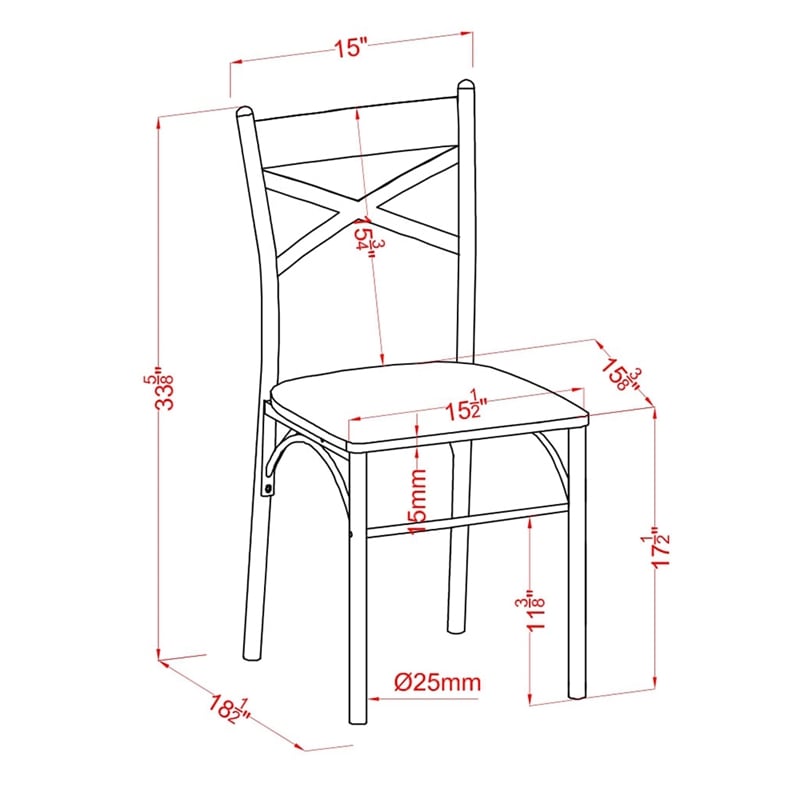Bowery Hill Transitional Metal 3-Piece Dining Set in Antique Brown