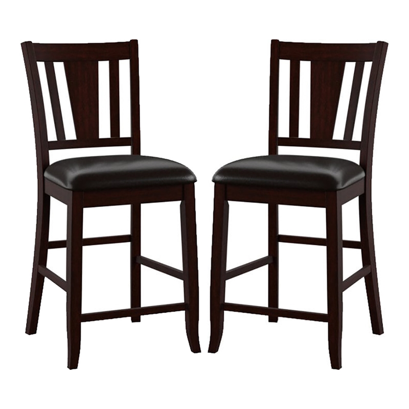 Bowery Hill Transitional Espresso Wood 7-Piece Counter Height Dining Set