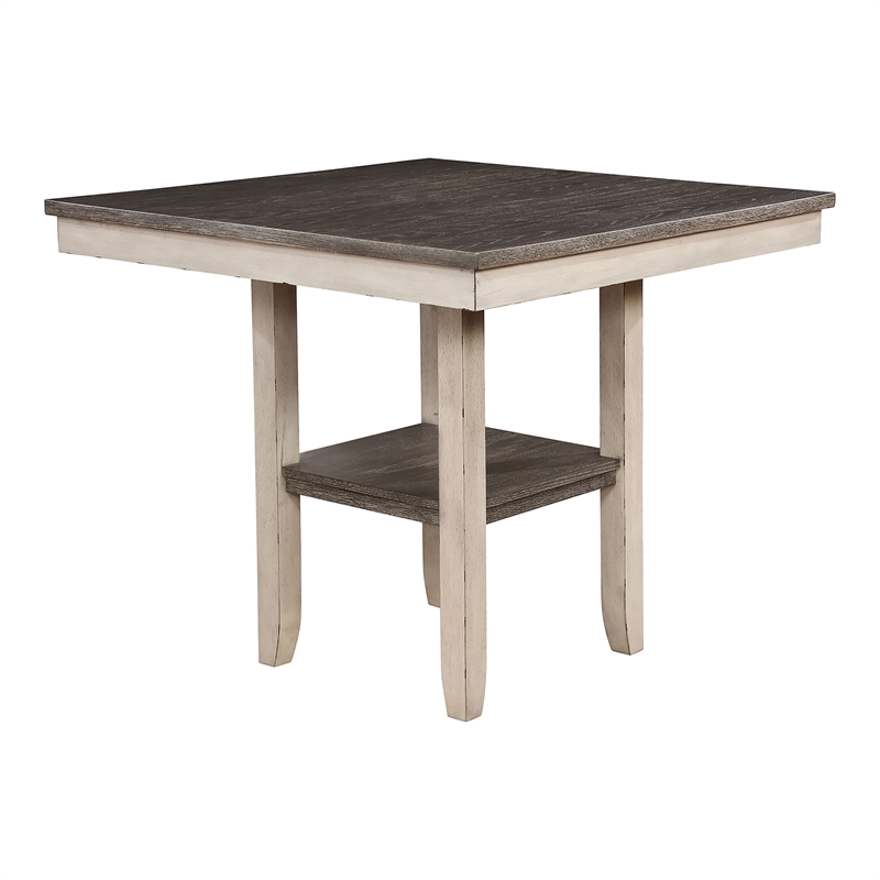 Bowery Hill Rustic 5-piece Wood Counter Dining Set in Antique White