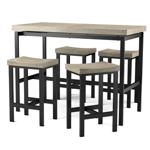 Bowery Hill Contemporary Metal 5-Piece Counter Height Table Set in Gray
