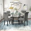 Bowery Hill Contemporary 5-Piece Metal Dining Table Set in Gun Metal and Gray