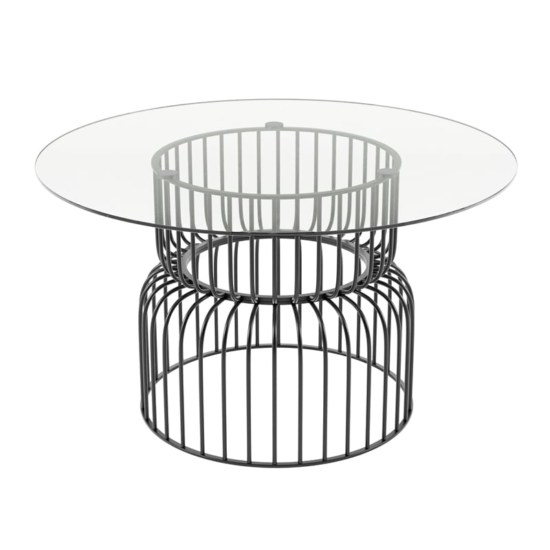 Bowery Hill Contemporary 5-Piece Metal Dining Table Set in Gun Metal and Gray