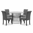 Bowery Hill Contemporary 5-Piece Metal Dining Table Set in Gun Metal and Gray