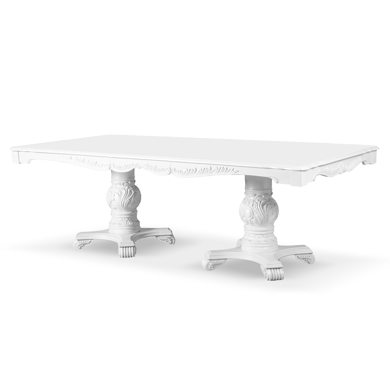 Bowery Hill Traditional Solid Wood 9-Piece Expandable Dining Set in White