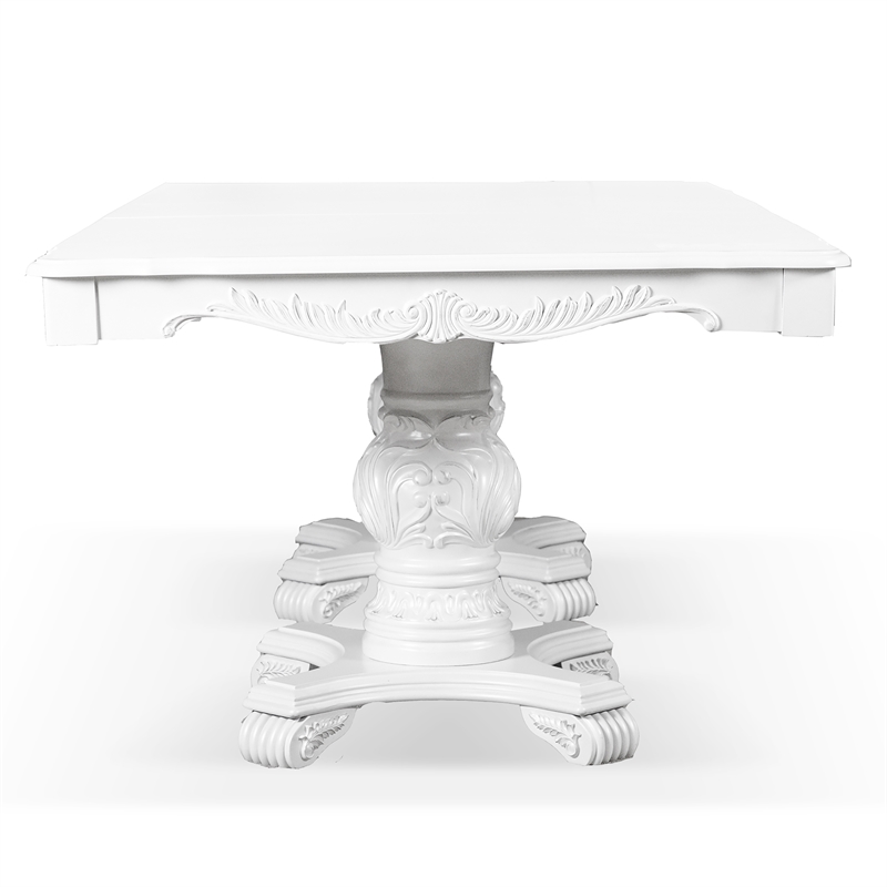 Bowery Hill Traditional Solid Wood 9-Piece Expandable Dining Set in White