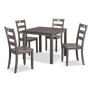 Bowery Hill Transitional 5-Piece Wood Dining Table Set in Gray