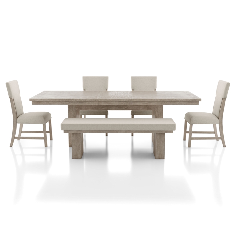 Bowery Hill Modern Farmhouse Wood 6-Piece Dining Table Set in Natural