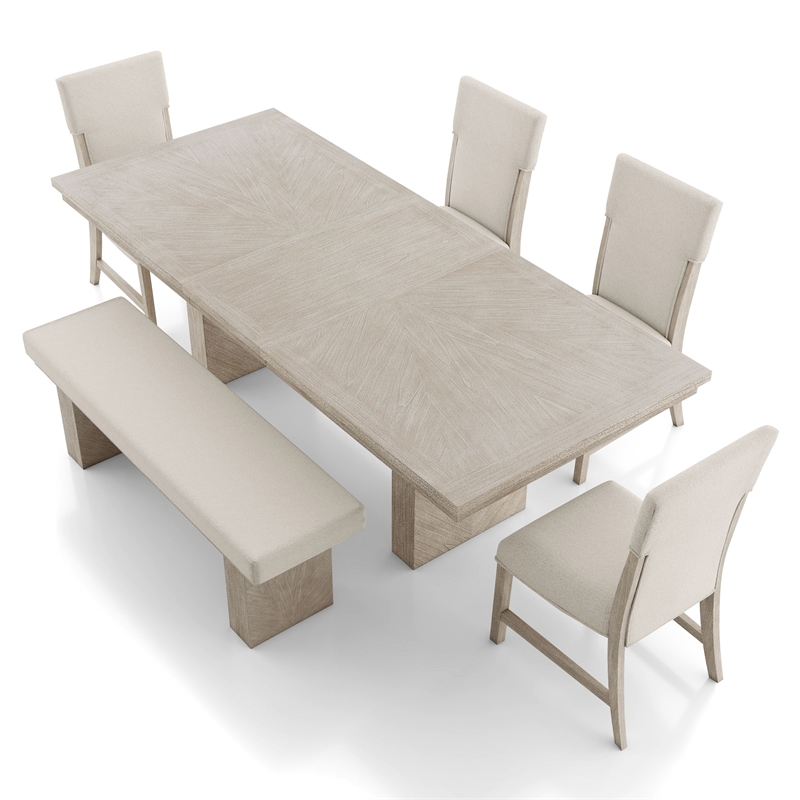 Bowery Hill Modern Farmhouse Wood 6-Piece Dining Table Set in Natural