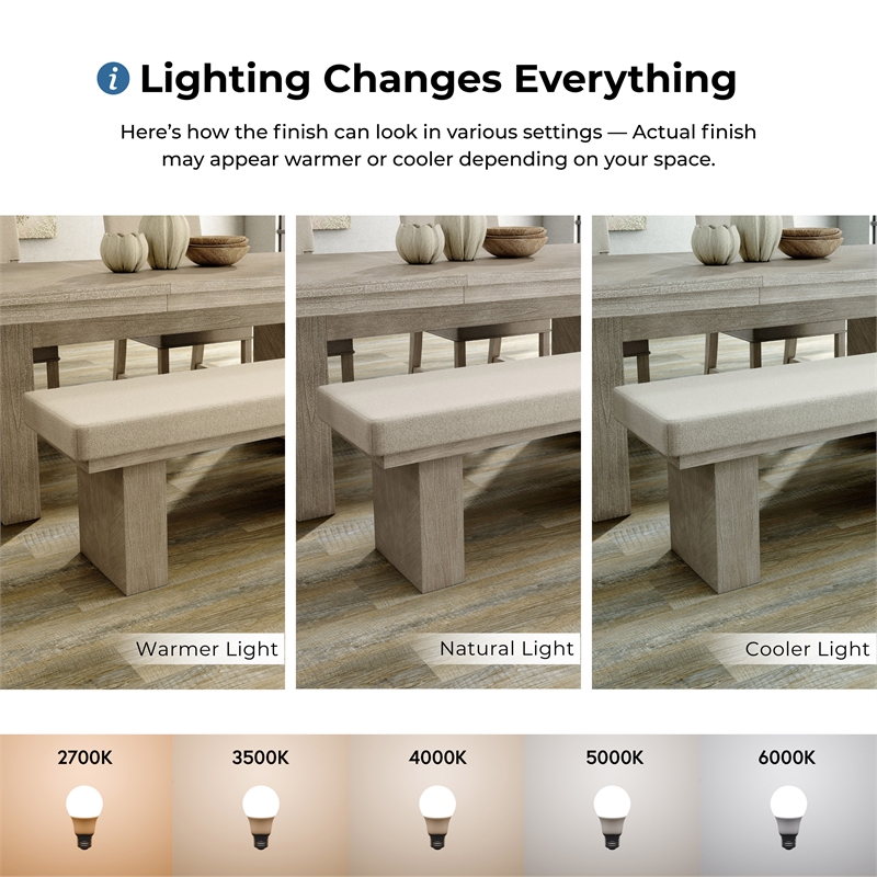 Bowery Hill Modern Farmhouse Wood 6-Piece Dining Table Set in Natural