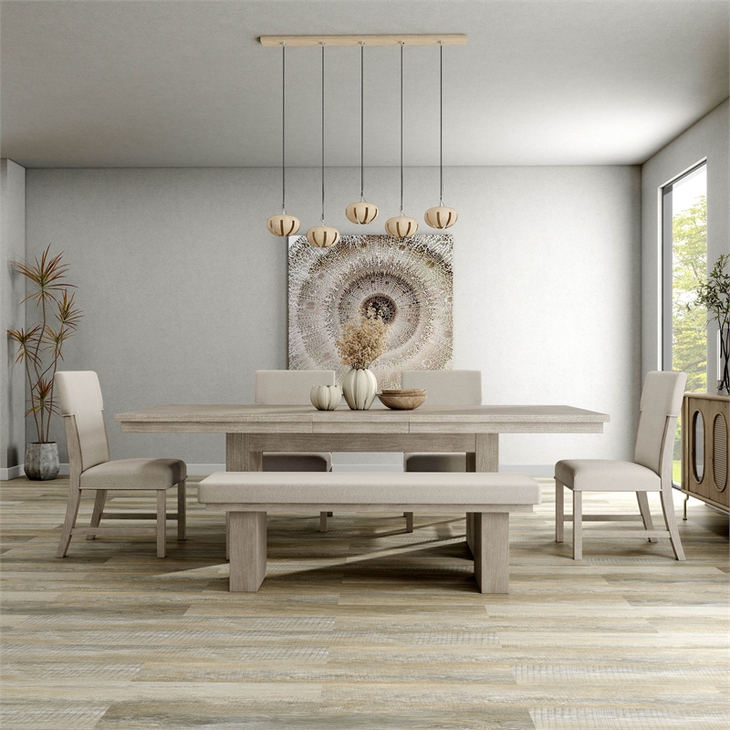 Bowery Hill Modern Farmhouse Wood 6-Piece Dining Table Set in Natural