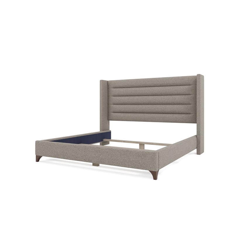 Bowery Hill Modern Channel Upholstered King Bed in Gray Performance Fabric